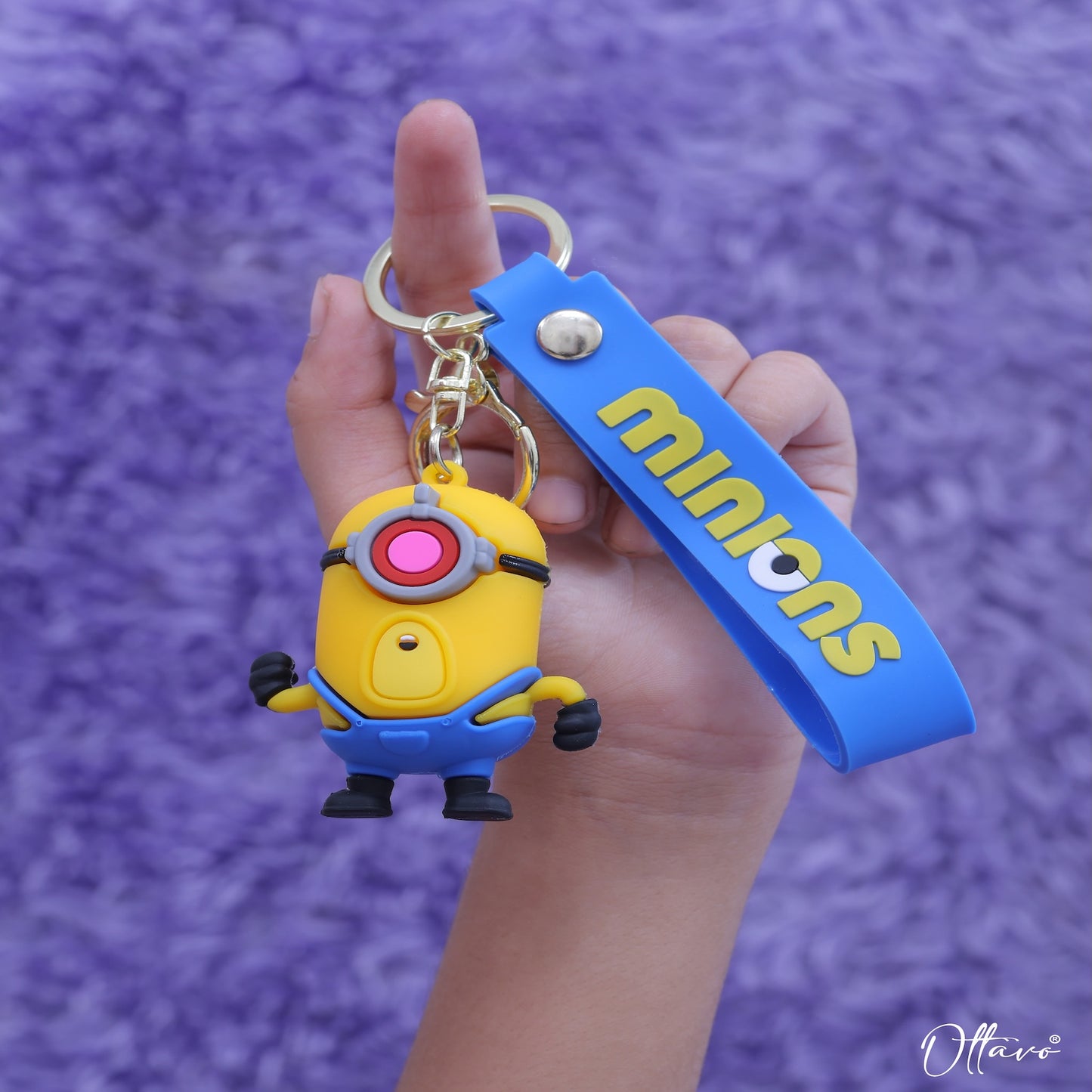 Ottavo Cute Cartoon 3D Silicone High -Quality PVC Material Keychain, Suitable for Boys and Girls(Minions-2)