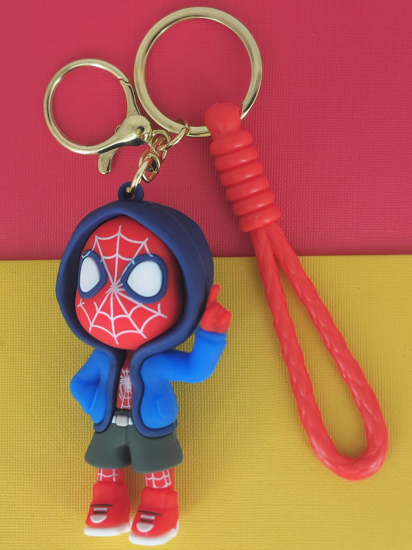 Ottavo Cute Cartoon 3D Silicone High -Quality PVC Material Keychain, Suitable for Boys and Girls(Spiderman Black Hoodi dori) (Copy)