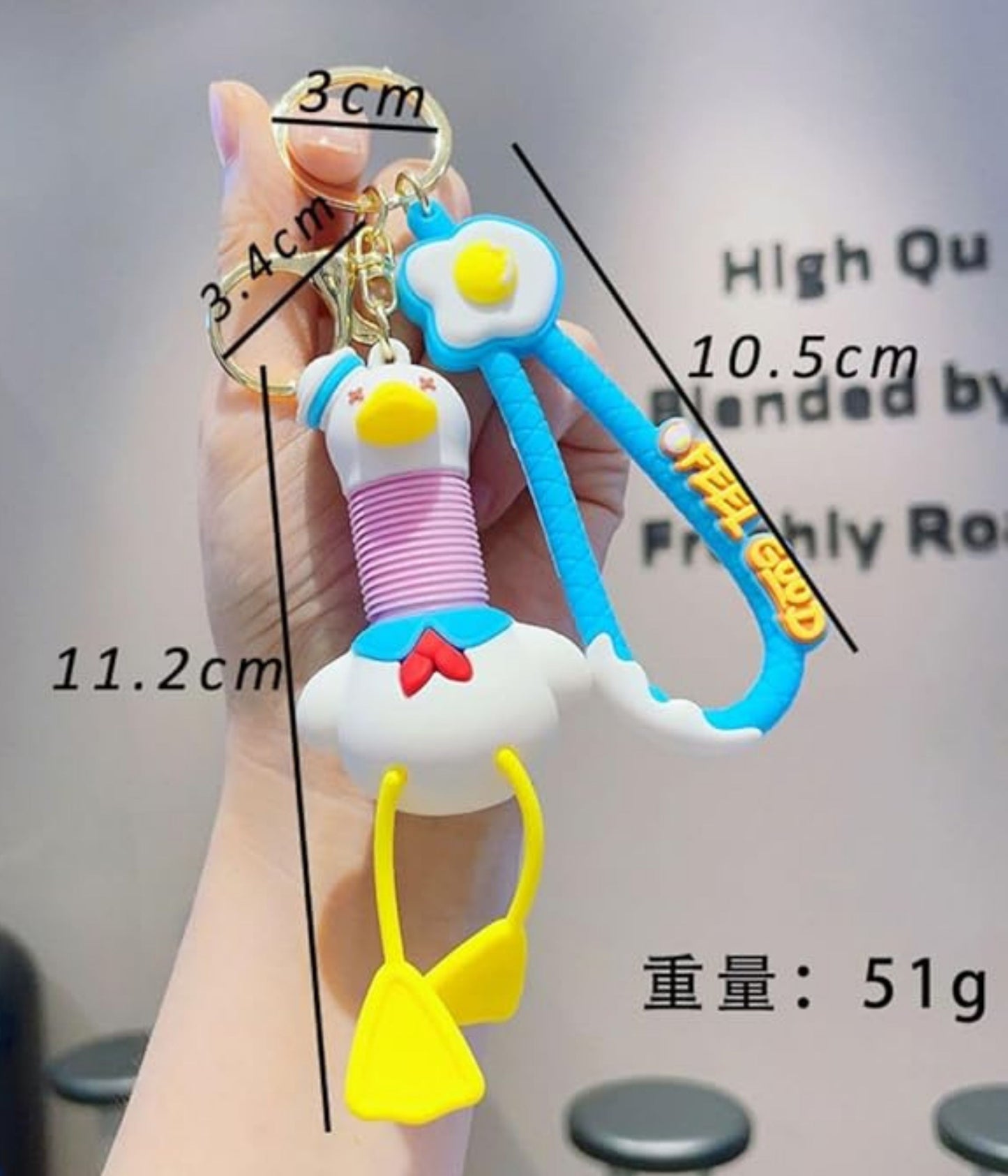 OTTAVO Expandable Neck Keychain |cartoon pull-out keychain| Super creative Cartoon toy, long neck Anime car keychain. (White Duck)