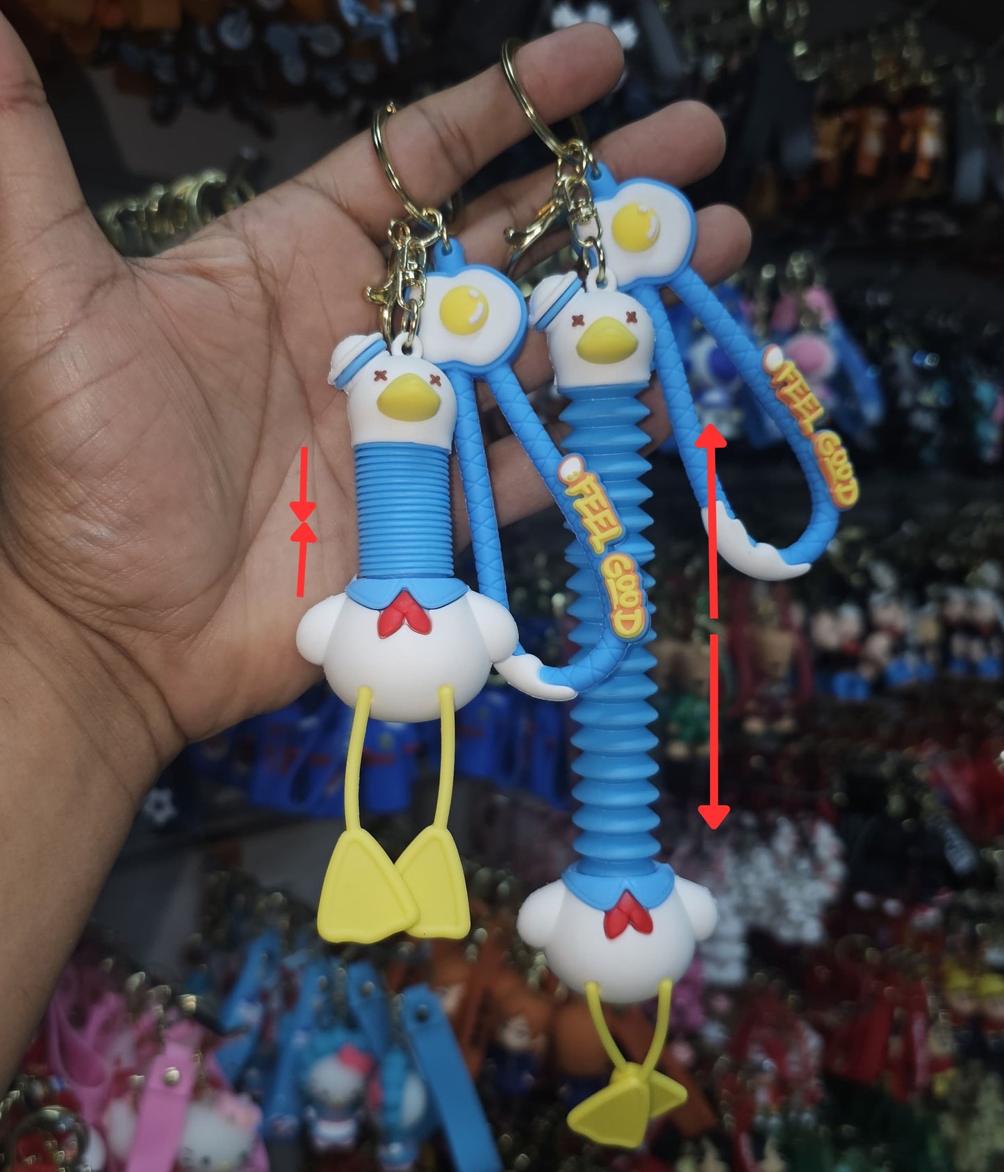 OTTAVO Expandable Neck Keychain |cartoon pull-out keychain| Super creative Cartoon toy, long neck Anime car keychain. (White Duck)
