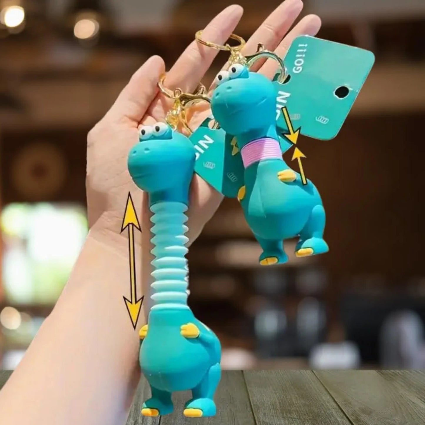 OTTAVO Expandable Neck Keychain |cartoon pull-out keychain| Super creative Cartoon toy, long neck Anime car keychain. (Lemon Green(Neck colour may Vary)