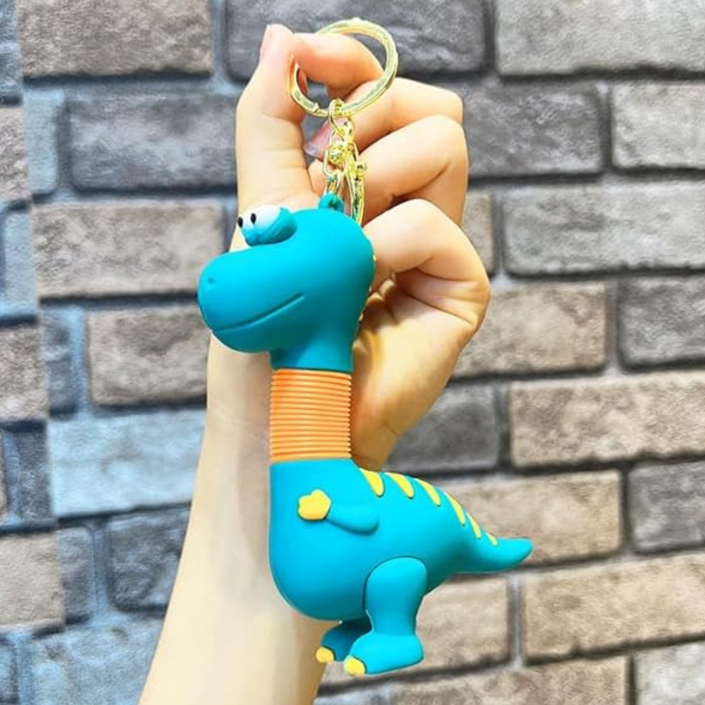 OTTAVO Expandable Neck Keychain |cartoon pull-out keychain| Super creative Cartoon toy, long neck Anime car keychain. (Dinosaur Dark Green(Neck colour may Vary)