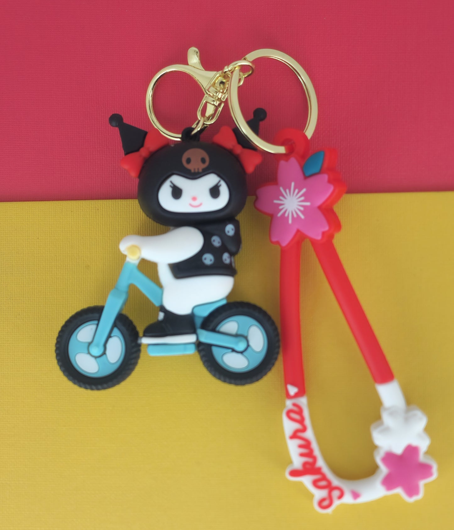 Ottavo Cute Cartoon 3D Silicone High -Quality PVC Material Keychain, Suitable for Boys and Girls(Spiderman Black Hoodi dori) (Kuromi on Bicycle)