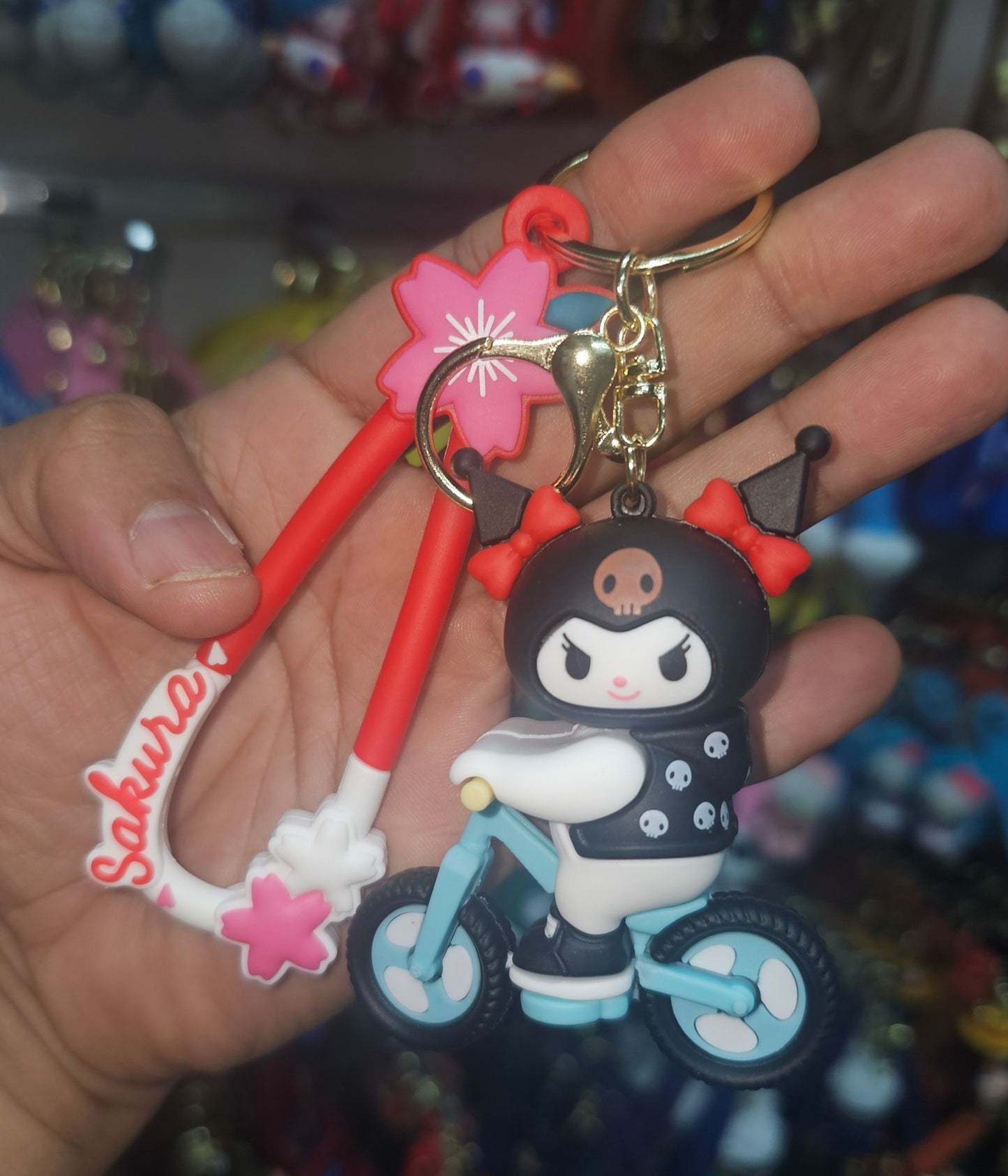 Ottavo Cute Cartoon 3D Silicone High -Quality PVC Material Keychain, Suitable for Boys and Girls(Spiderman Black Hoodi dori) (Kuromi on Bicycle)