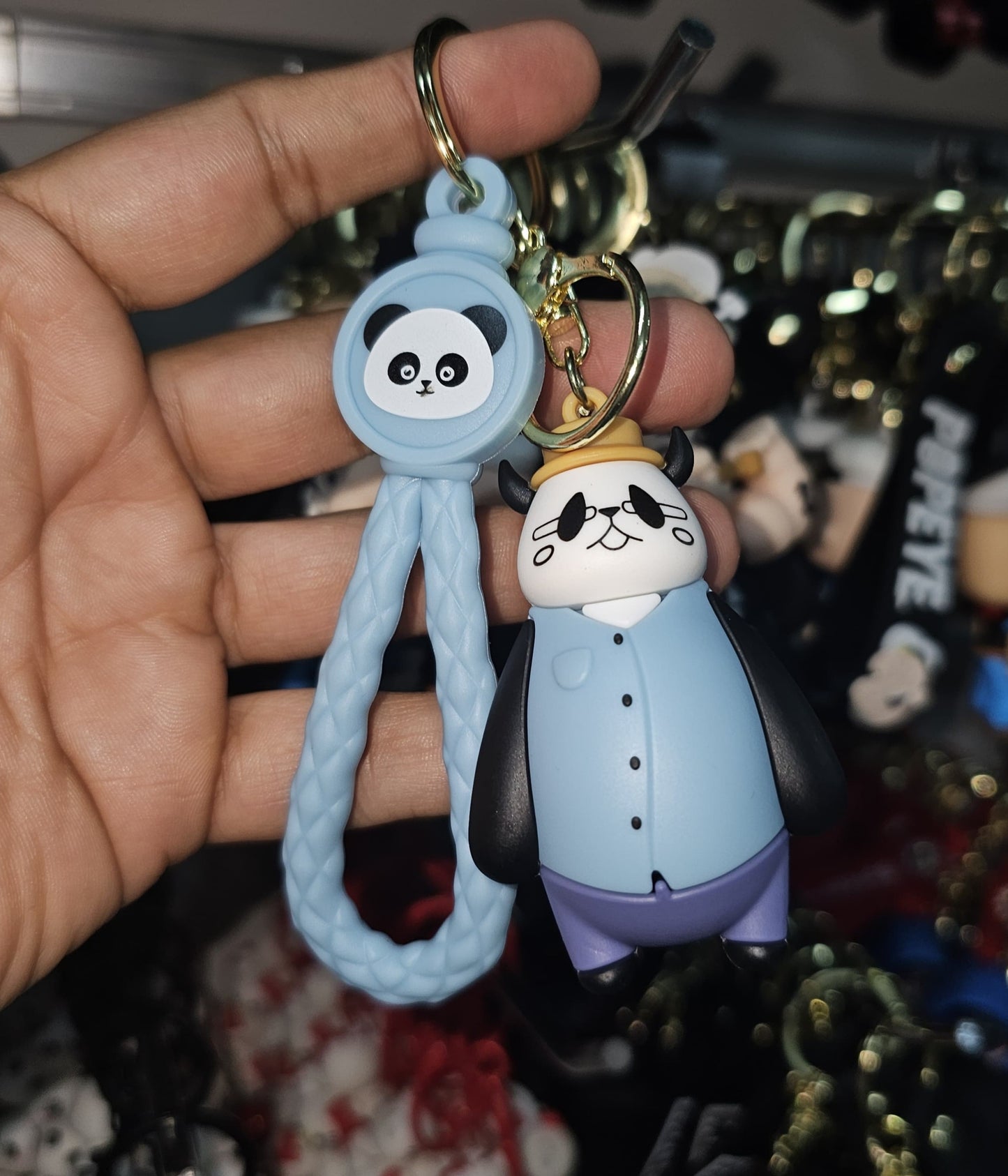 Ottavo Cute Cartoon 3D Silicone High -Quality PVC Material Keychain, Suitable for Boys and Girls(Spiderman Black Hoodi dori) (Panda in new Look)