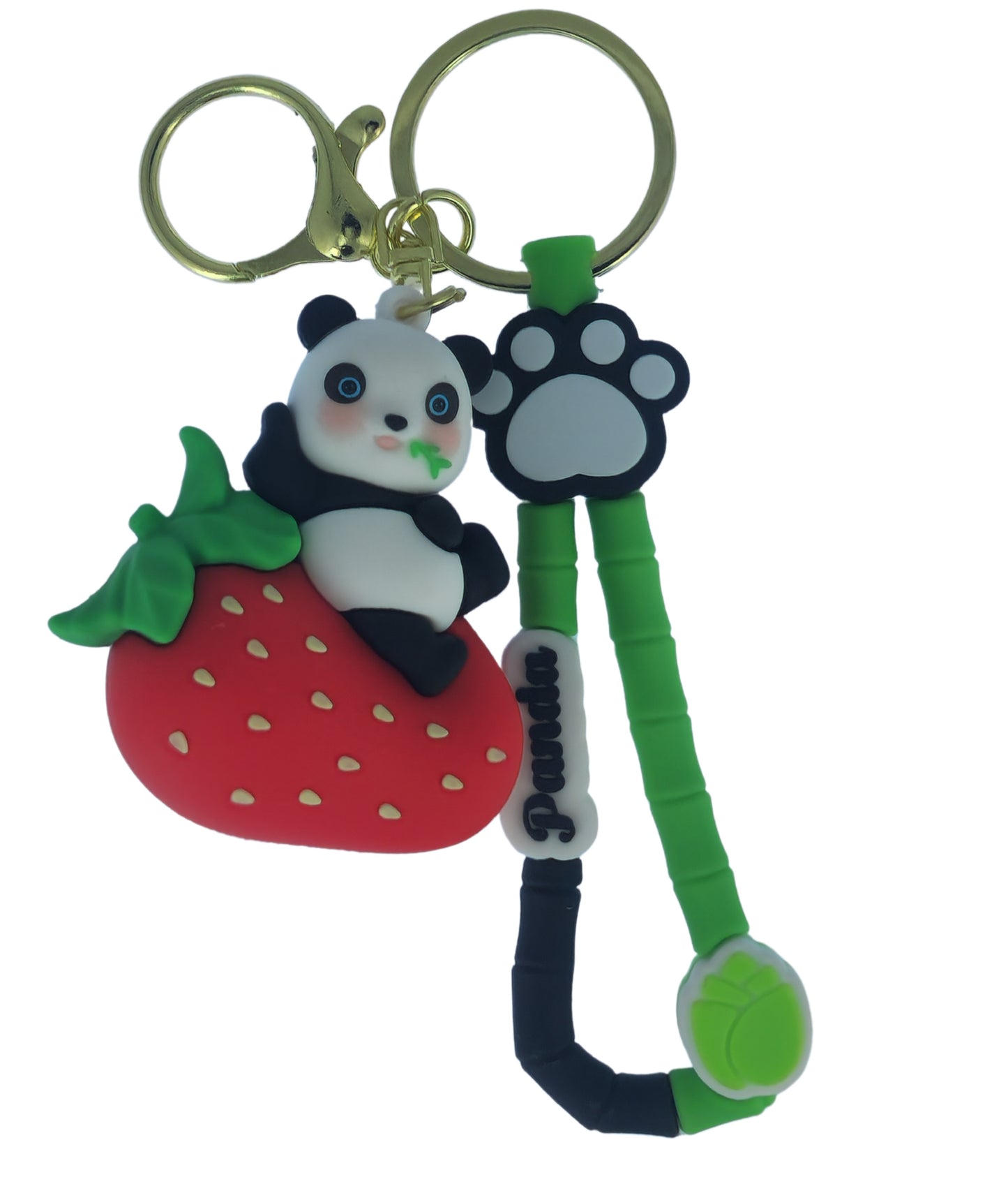 Ottavo Cute Cartoon 3D Silicone High -Quality PVC Material Keychain, Suitable for Boys and Girls(Spiderman Black Hoodi dori) (Panda on strawberry)