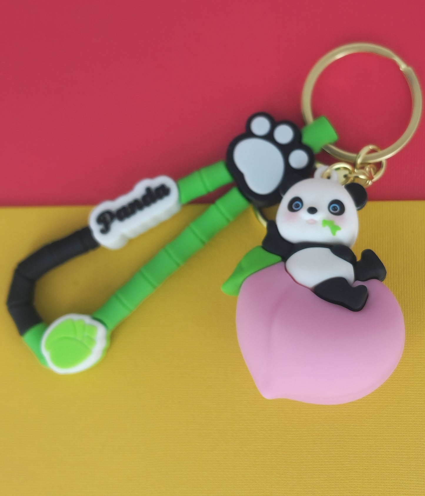 Ottavo Cute Cartoon 3D Silicone High -Quality PVC Material Keychain, Suitable for Boys and Girls(Spiderman Black Hoodi dori) (Panda on Peach)