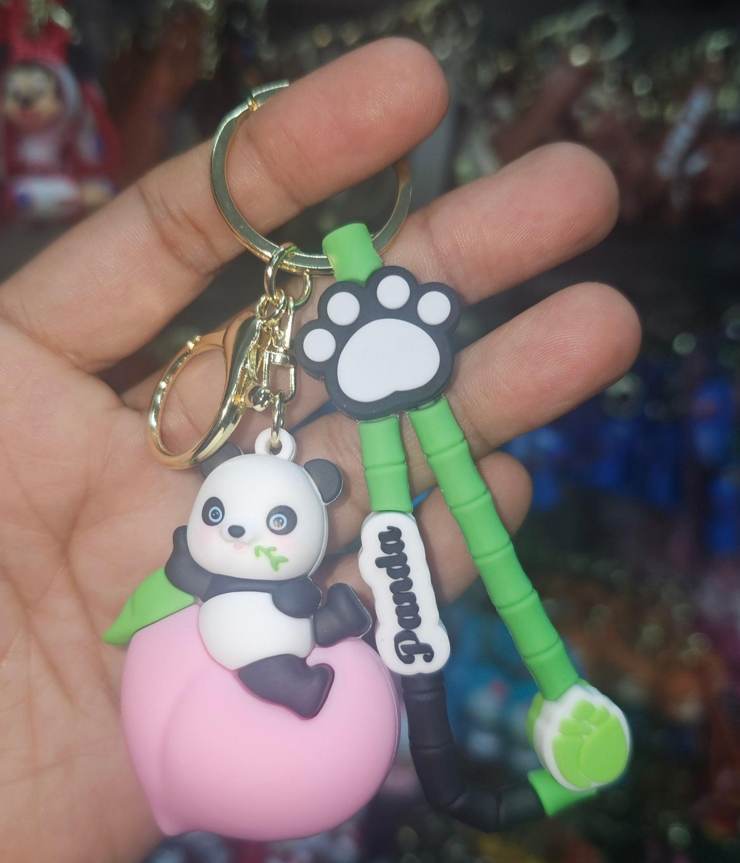 Ottavo Cute Cartoon 3D Silicone High -Quality PVC Material Keychain, Suitable for Boys and Girls(Spiderman Black Hoodi dori) (Panda on Peach)