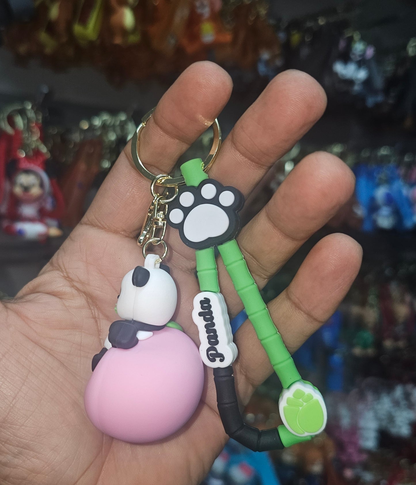Ottavo Cute Cartoon 3D Silicone High -Quality PVC Material Keychain, Suitable for Boys and Girls(Spiderman Black Hoodi dori) (Panda on Peach)