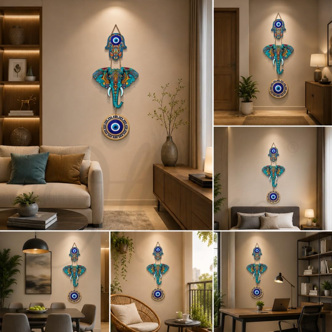 OTTAVO Designer Wooden Wall Hanging for Luck Properity for Home Decoration