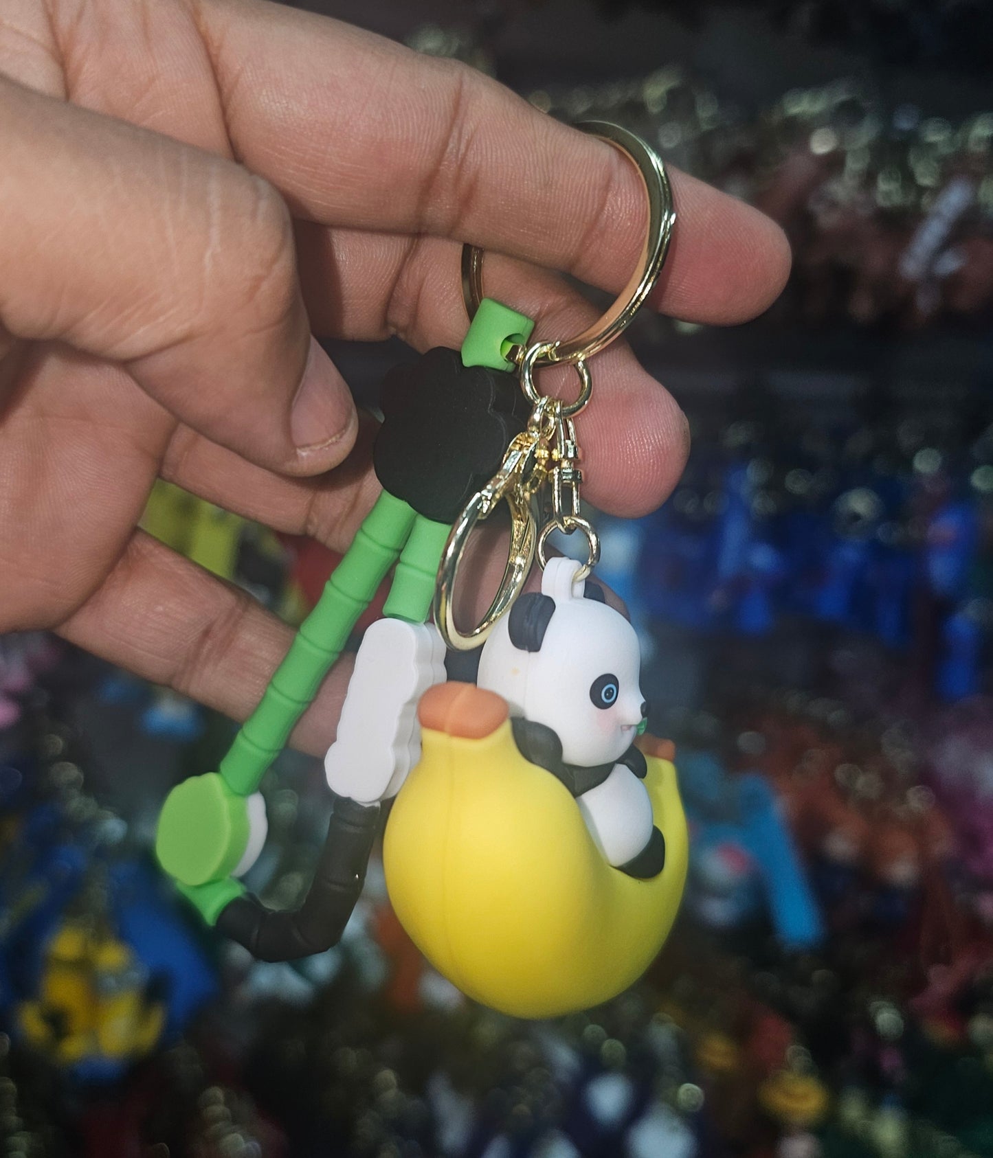 Ottavo Cute Cartoon 3D Silicone High -Quality PVC Material Keychain, Suitable for Boys and Girls(Spiderman Black Hoodi dori) (Panda on Banana)