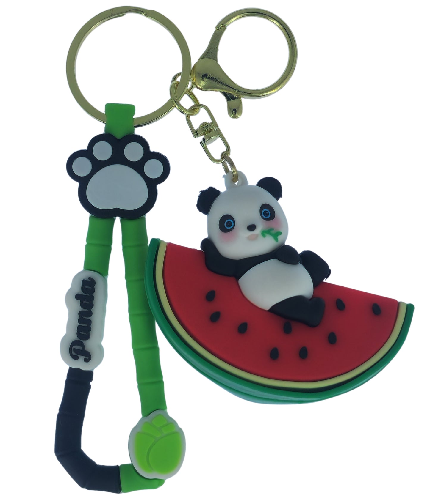 Ottavo Cute Cartoon 3D Silicone High -Quality PVC Material Keychain, Suitable for Boys and Girls(Spiderman Black Hoodi dori) (Panda on Watermelown)