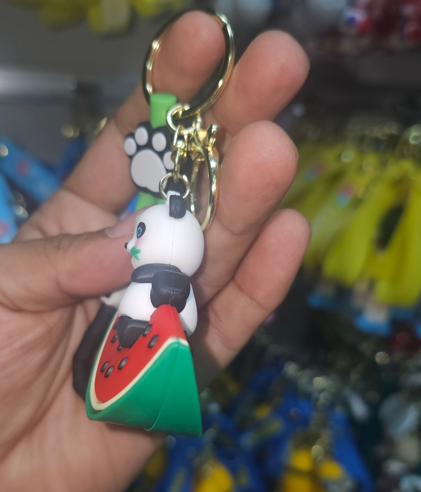 Ottavo Cute Cartoon 3D Silicone High -Quality PVC Material Keychain, Suitable for Boys and Girls(Spiderman Black Hoodi dori) (Panda on Watermelown)