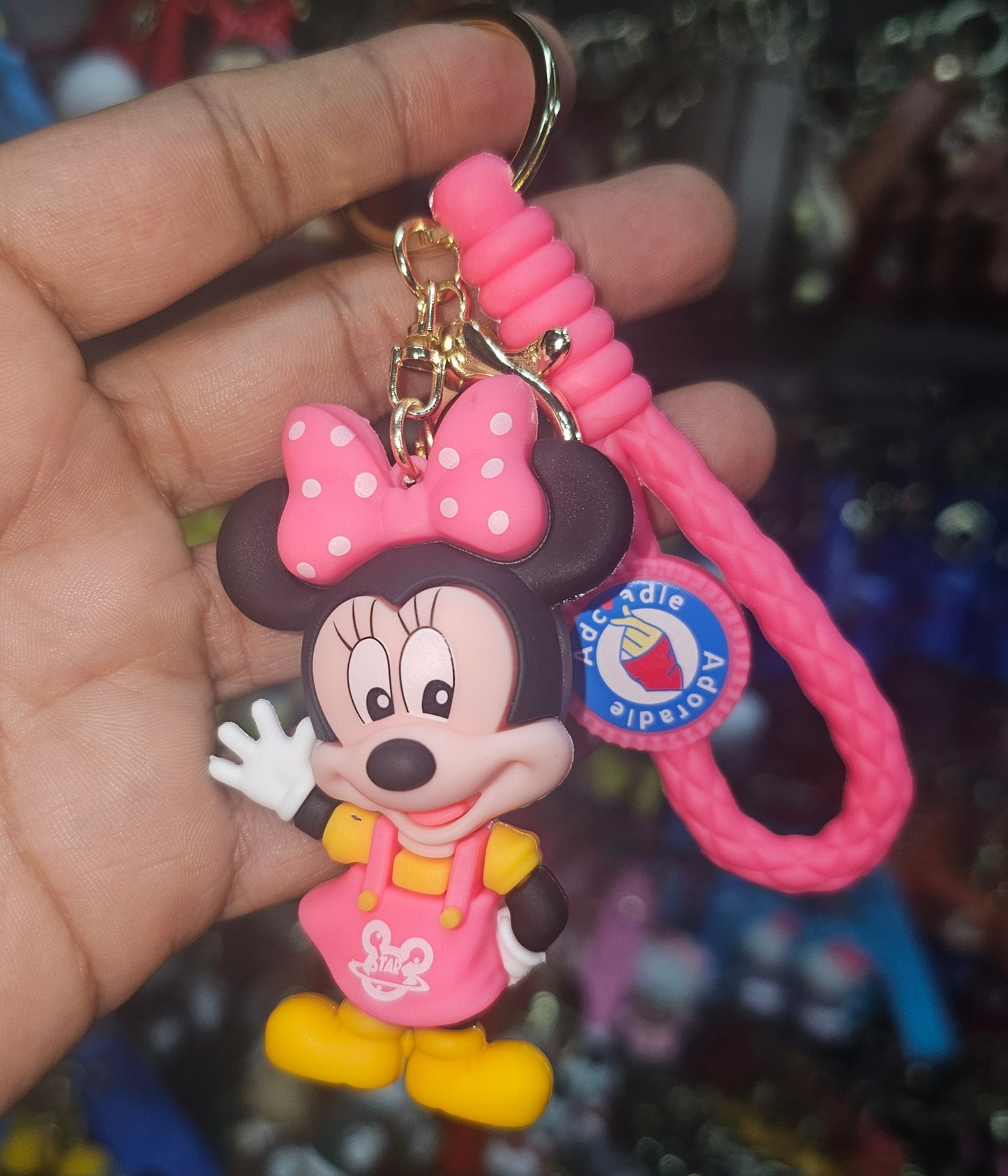 Ottavo Cute Cartoon 3D Silicone High -Quality PVC Material Keychain, Suitable for Boys and Girls(Spiderman Black Hoodi dori) (Minnie))