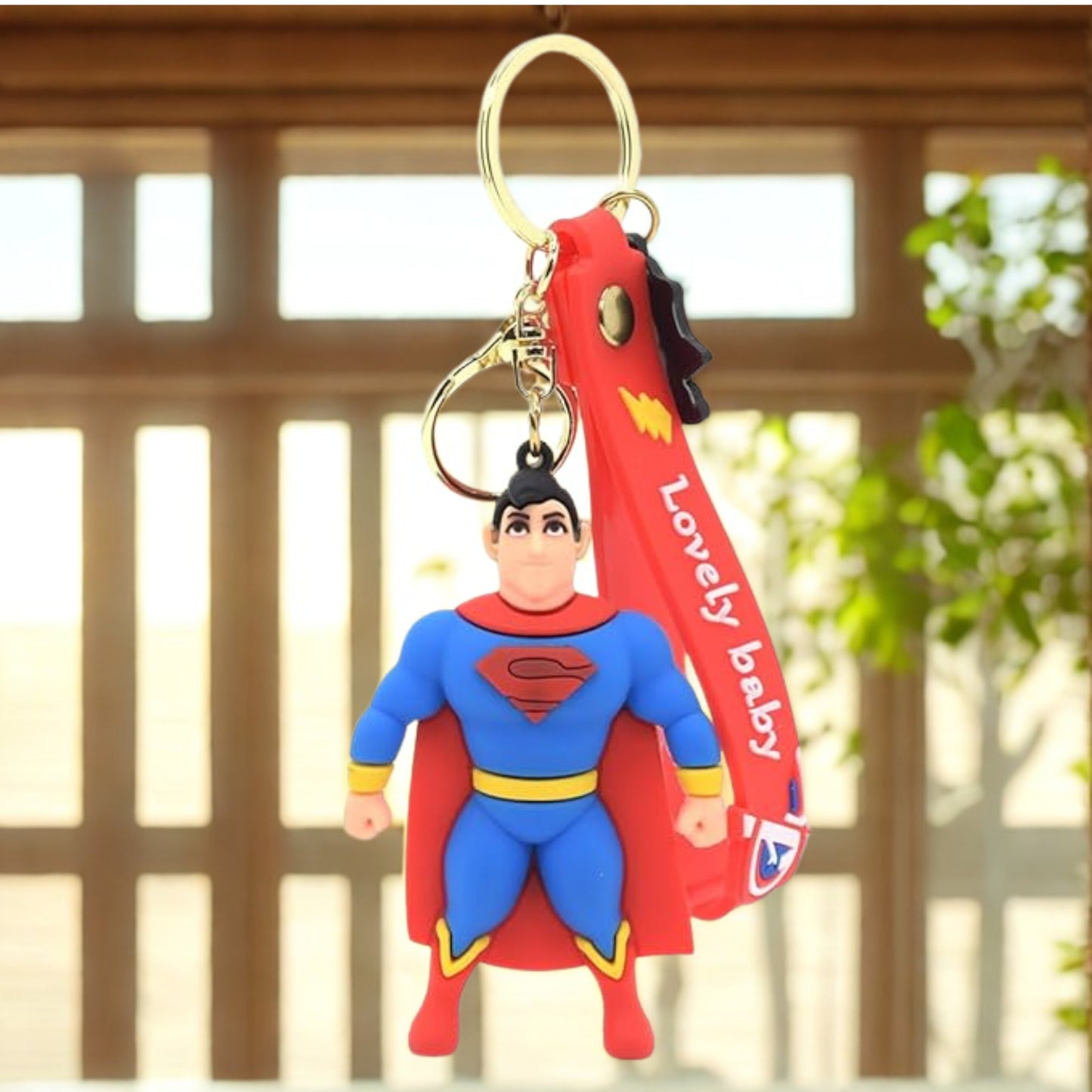 Ottavo Cute Cartoon 3D Silicone High -Quality PVC Material Keychain, Suitable for Boys and Girls(Superman)