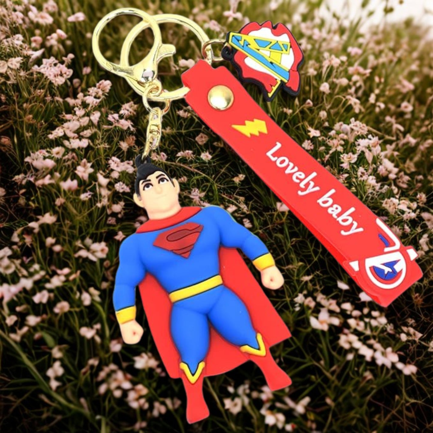 Ottavo Cute Cartoon 3D Silicone High -Quality PVC Material Keychain, Suitable for Boys and Girls(Superman)