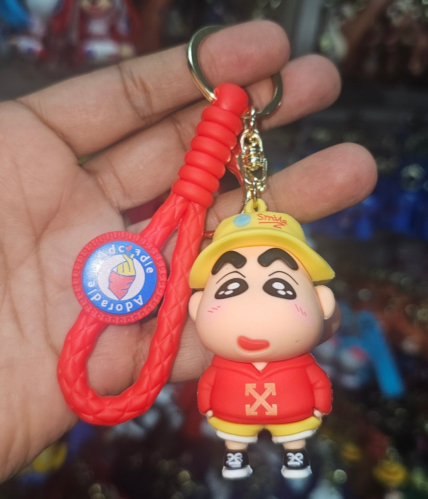 Ottavo Cute Cartoon 3D Silicone High -Quality PVC Material Keychain, Suitable for Boys and Girls(Spiderman Black Hoodi dori) (Sinchan Dori 4)