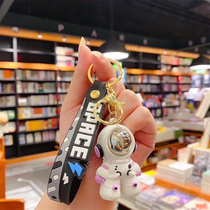 Ottavo Cute Cartoon 3D Silicone High -Quality PVC Material Keychain, Suitable for Boys and Girls(Spaceman Pink)