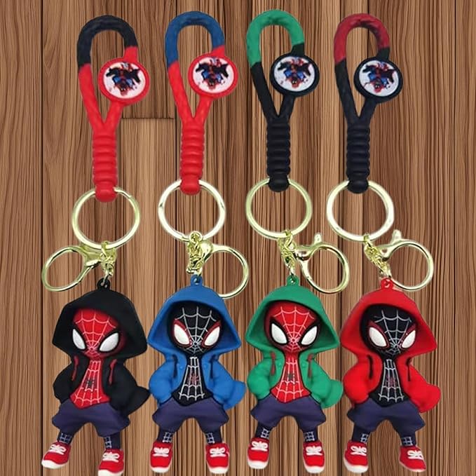 Ottavo Cute Cartoon 3D Silicone High -Quality PVC Material Keychain, Suitable for Boys and Girls(Spiderman Green Hoodi dori)