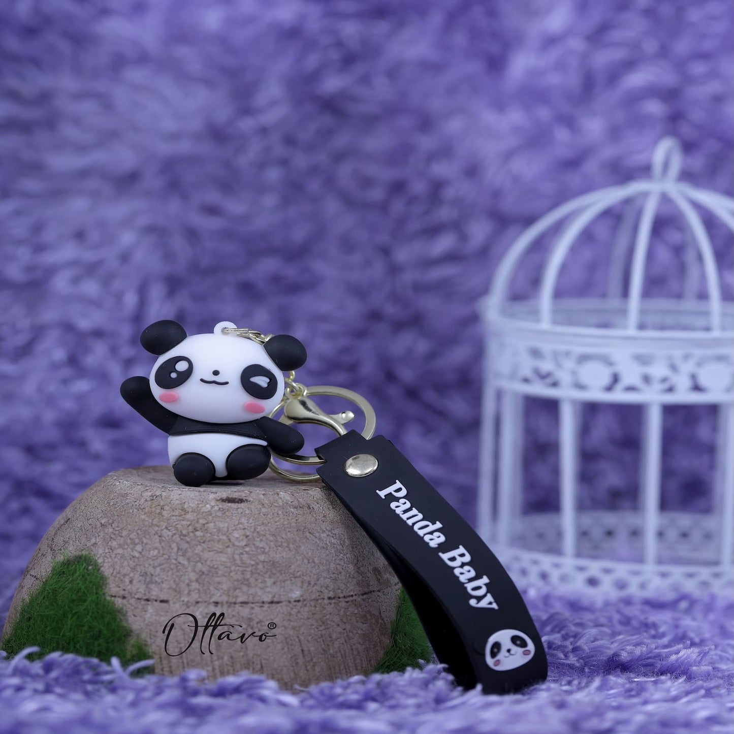 Ottavo Cute Cartoon 3D Silicone High -Quality PVC Material Keychain, Suitable for Boys and Girls (Panda)