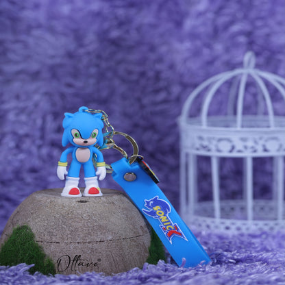 Ottavo Cute Cartoon 3D Silicone High -Quality PVC Material Keychain, Suitable for Boys and Girls(Sonic)