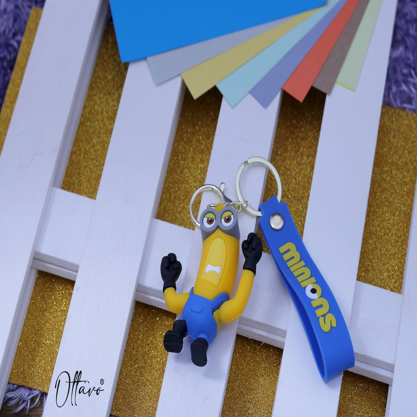 Ottavo Cute Cartoon 3D Silicone High -Quality PVC Material Keychain, Suitable for Boys and Girls(Minions)