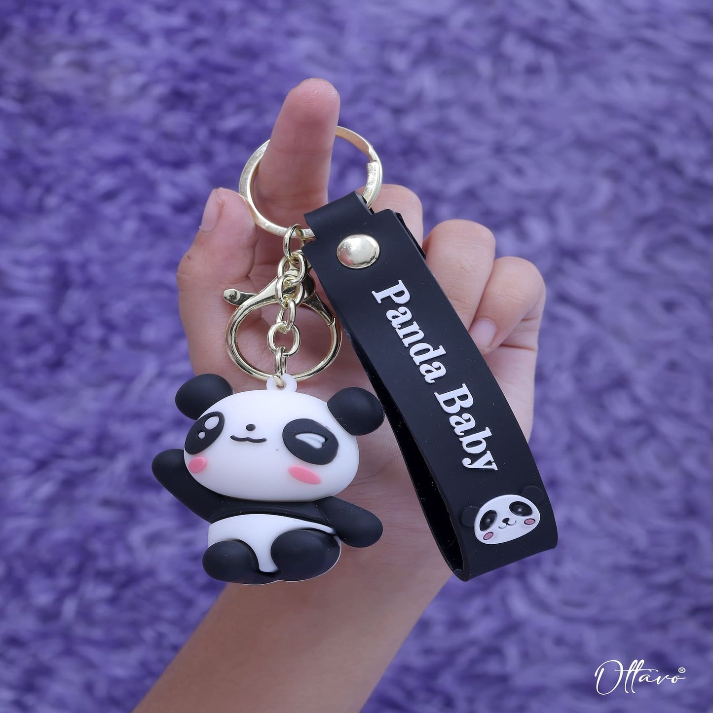 Ottavo Cute Cartoon 3D Silicone High -Quality PVC Material Keychain, Suitable for Boys and Girls (Panda)