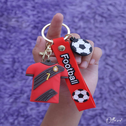 Ottavo Cute Cartoon 3D Silicone High -Quality PVC Material Keychain, Suitable for Boys and Girls(Football Player De Brutne)