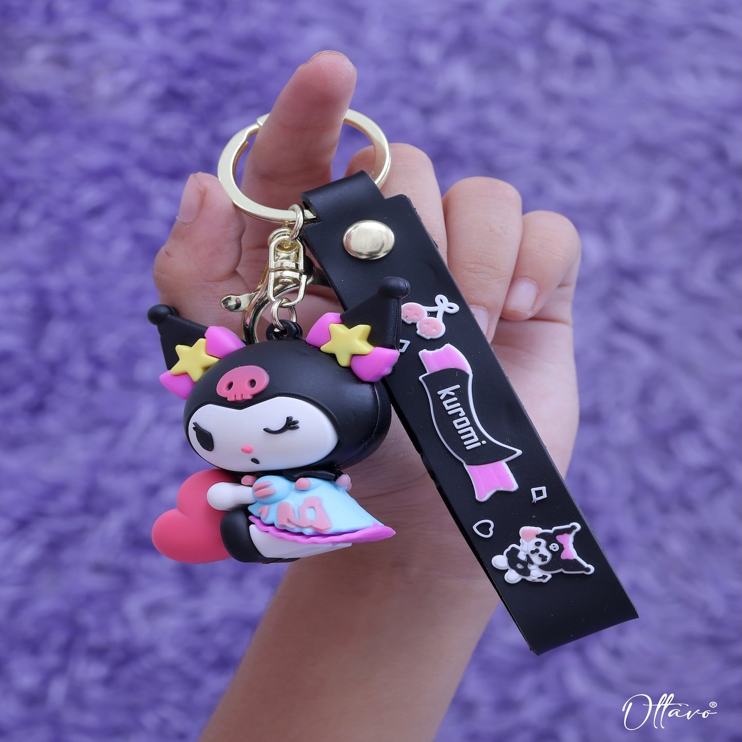 Ottavo Cute Cartoon 3D Silicone High -Quality PVC Material Keychain, Suitable for Boys and Girls(Kuromi)