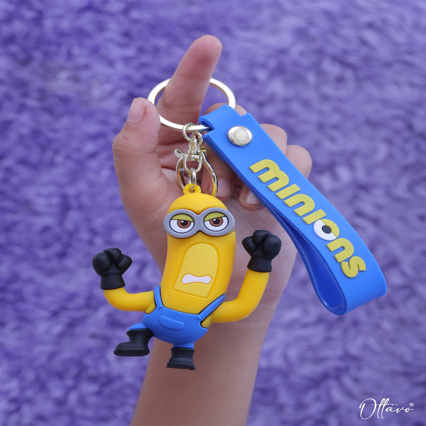 Ottavo Cute Cartoon 3D Silicone High -Quality PVC Material Keychain, Suitable for Boys and Girls(Minions)