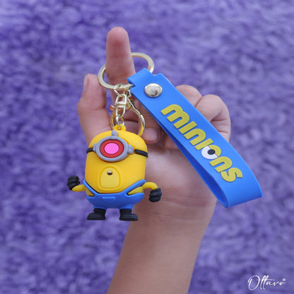 Ottavo Cute Cartoon 3D Silicone High -Quality PVC Material Keychain, Suitable for Boys and Girls(Minions-2)