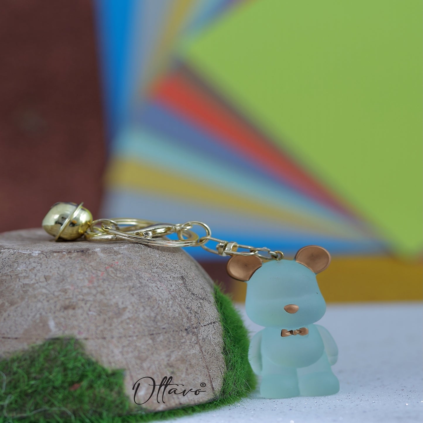 Ottavo Cute Cartoon 3D Silicone High -Quality PVC Material Keychain, Suitable for Boys and Girls(Transparent Teddy)