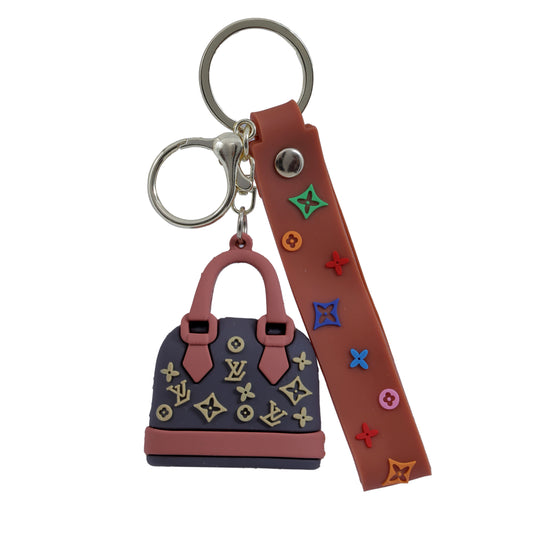 Ottavo Cute Cartoon 3D Silicone High -Quality PVC Material Keychain, Suitable for Boys and Girls(LV Handbag Brown)