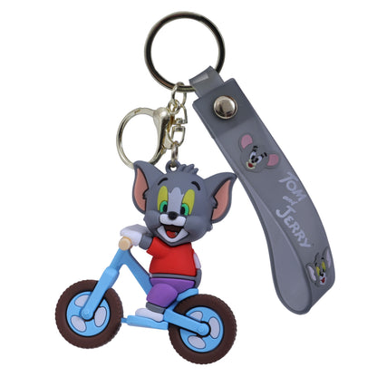 Ottavo Cute Cartoon 3D Silicone High -Quality PVC Material Keychain, Suitable for Boys and Girls(Tom on Bycicle))