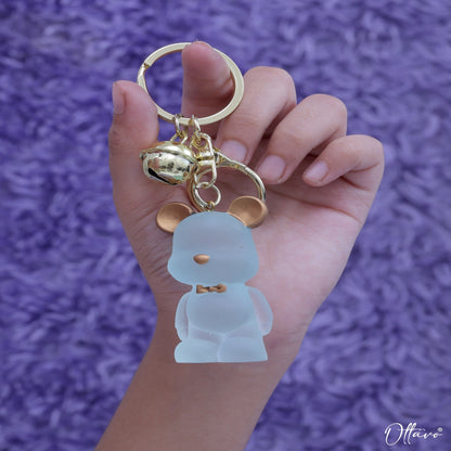 Ottavo Cute Cartoon 3D Silicone High -Quality PVC Material Keychain, Suitable for Boys and Girls(Transparent Teddy)