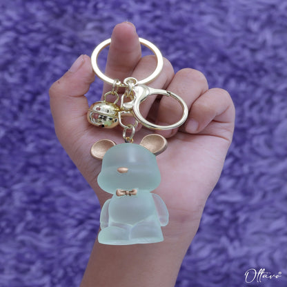 Ottavo Cute Cartoon 3D Silicone High -Quality PVC Material Keychain, Suitable for Boys and Girls(Transparent Teddy)