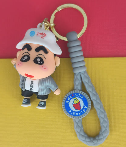 Ottavo Cute Cartoon 3D Silicone High -Quality PVC Material Keychain, Suitable for Boys and Girls(Spiderman Black Hoodi dori) (Sinchan Dori 1)