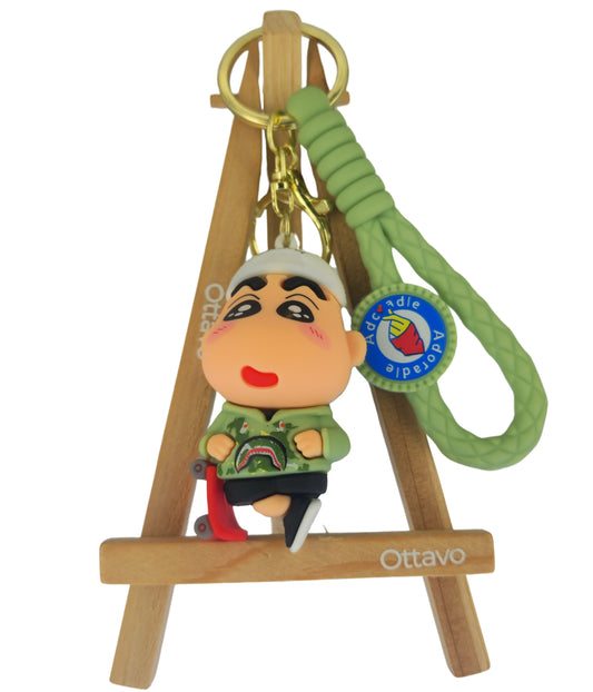 Ottavo Cute Cartoon 3D Silicone High -Quality PVC Material Keychain, Suitable for Boys and Girls(Spiderman Black Hoodi dori) (Sinchan Dori 3)