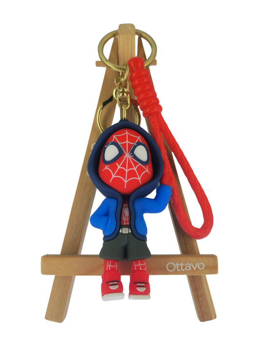 Ottavo Cute Cartoon 3D Silicone High -Quality PVC Material Keychain, Suitable for Boys and Girls(Spiderman Black Hoodi dori) (Copy)
