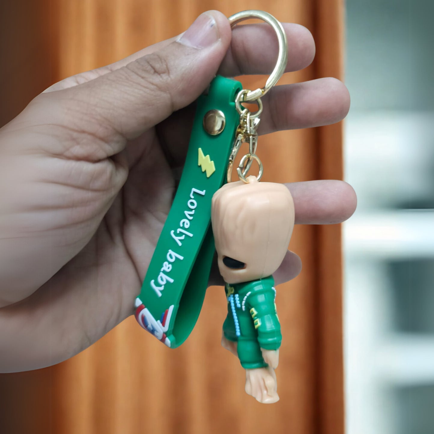Ottavo Cute Cartoon 3D Silicone High -Quality PVC Material Keychain, Suitable for Boys and Girls(Green Groot Man)