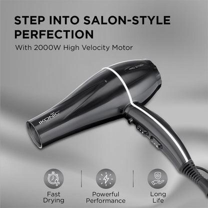 Ikonic Pro 2100+ Hair Dryer 2000W (BLACK)