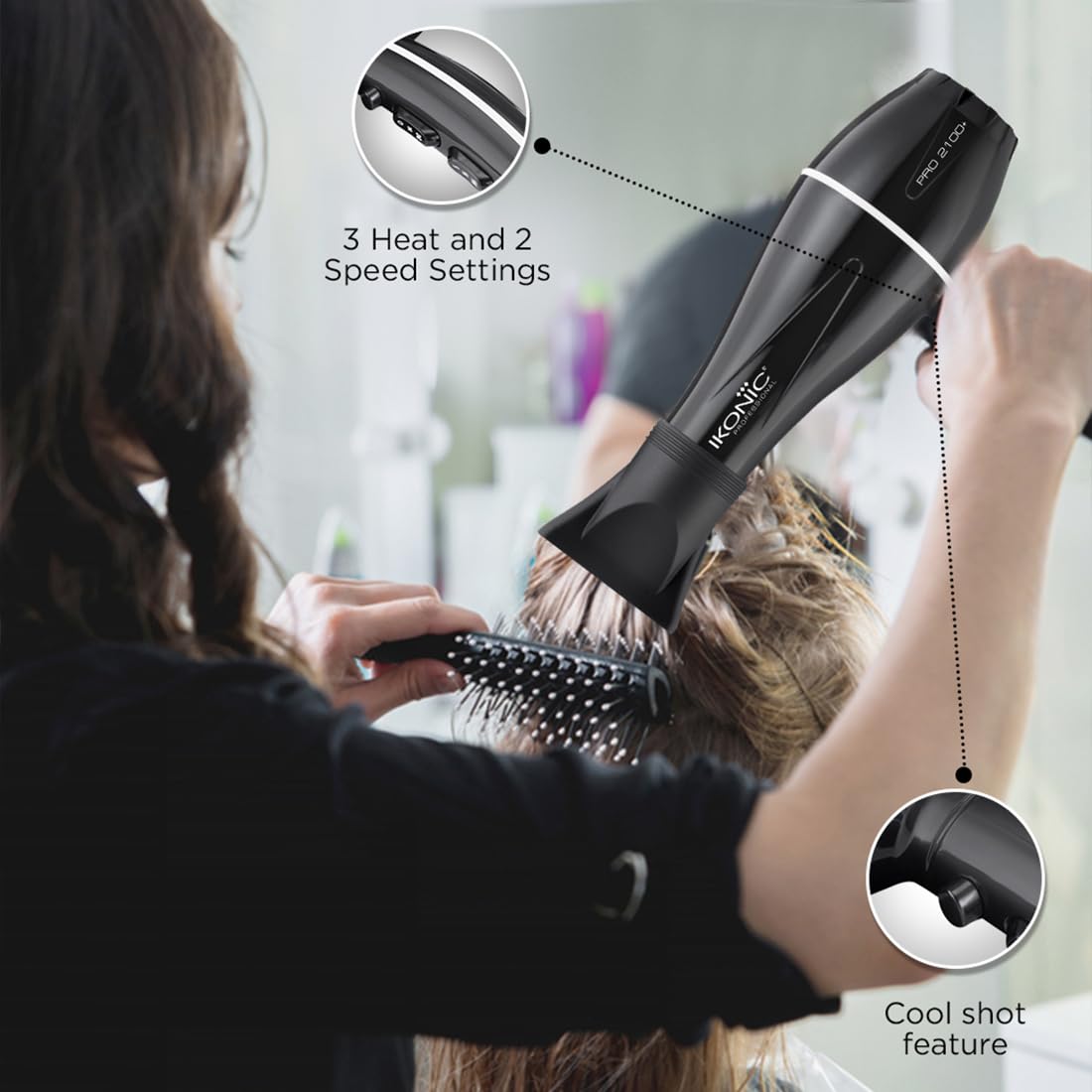 Ikonic Pro 2100+ Hair Dryer 2000W (BLACK)