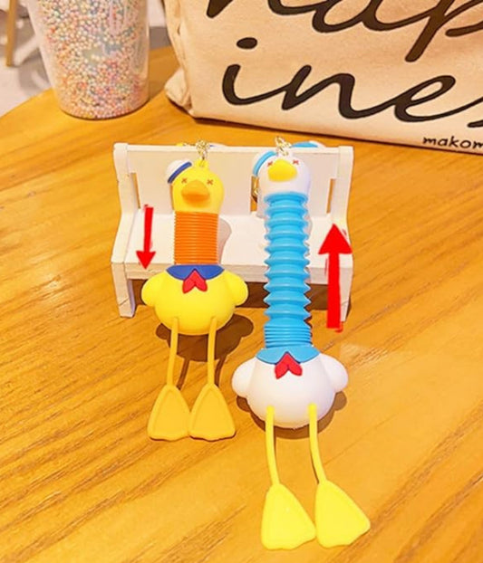 OTTAVO Expandable Neck Keychain |cartoon pull-out keychain| Super creative Cartoon toy, long neck Anime car keychain. (White Duck)