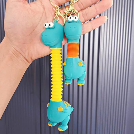 OTTAVO Expandable Neck Keychain |cartoon pull-out keychain| Super creative Cartoon toy, long neck Anime car keychain. (Dinosaur Dark Green(Neck colour may Vary)
