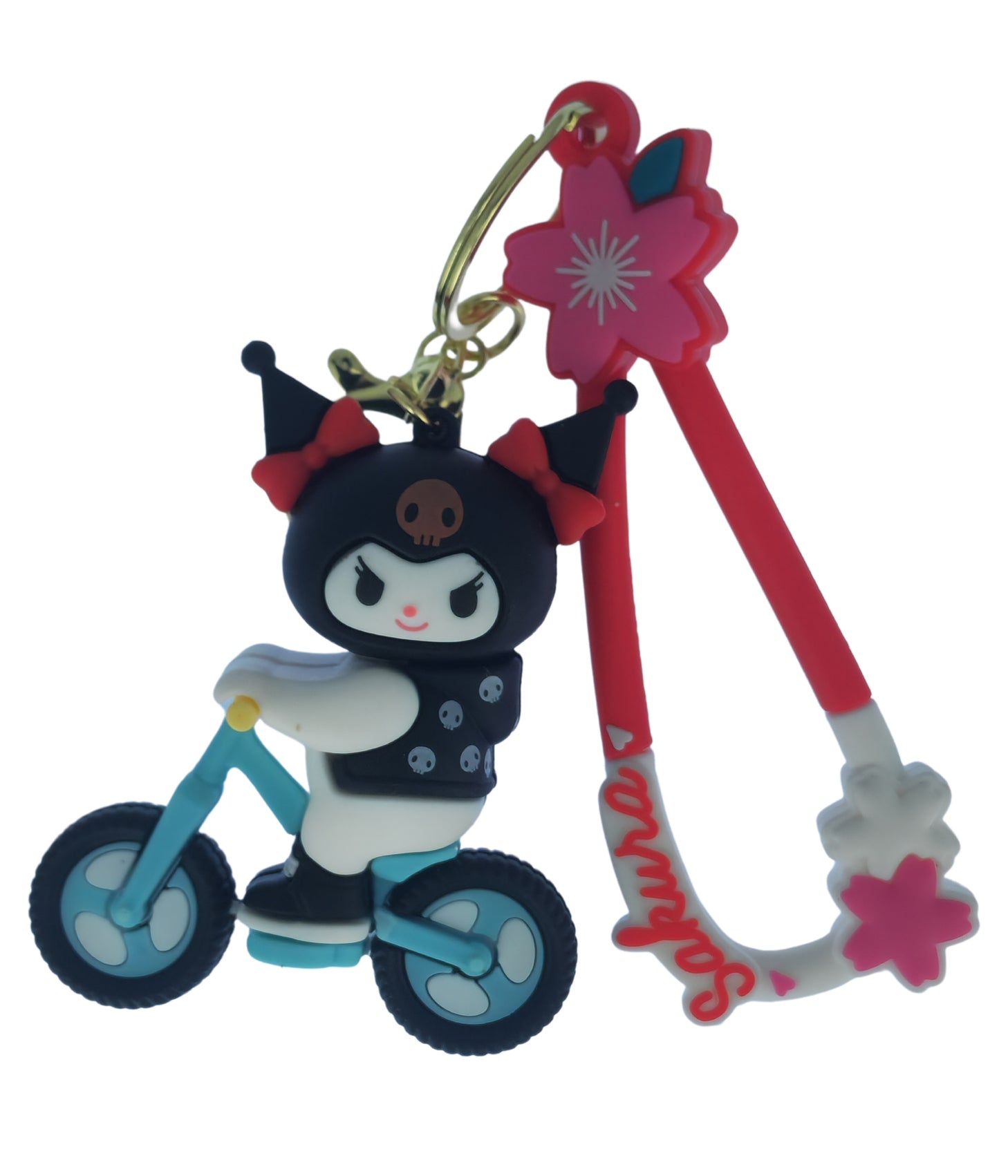 Ottavo Cute Cartoon 3D Silicone High -Quality PVC Material Keychain, Suitable for Boys and Girls(Spiderman Black Hoodi dori) (Kuromi on Bicycle)