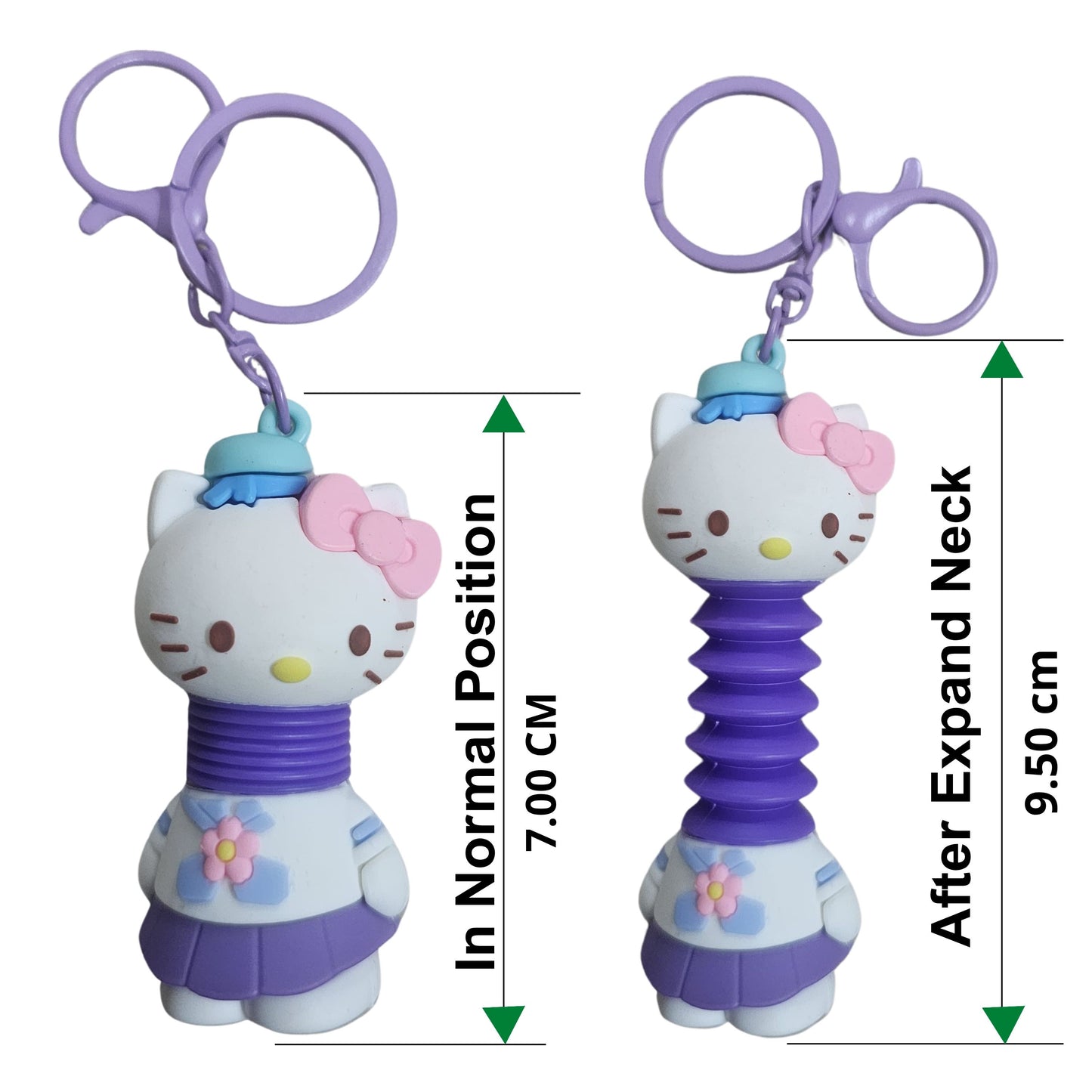 OTTAVO Expandable Neck Keychain |cartoon pull-out keychain| Super creative Cartoon toy, long neck Anime car keychain. (Hello Kitty Purple)