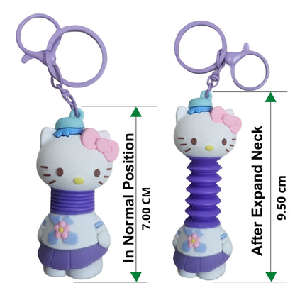 OTTAVO Expandable Neck Keychain |cartoon pull-out keychain| Super creative Cartoon toy, long neck Anime car keychain. (Hello Kitty Purple)