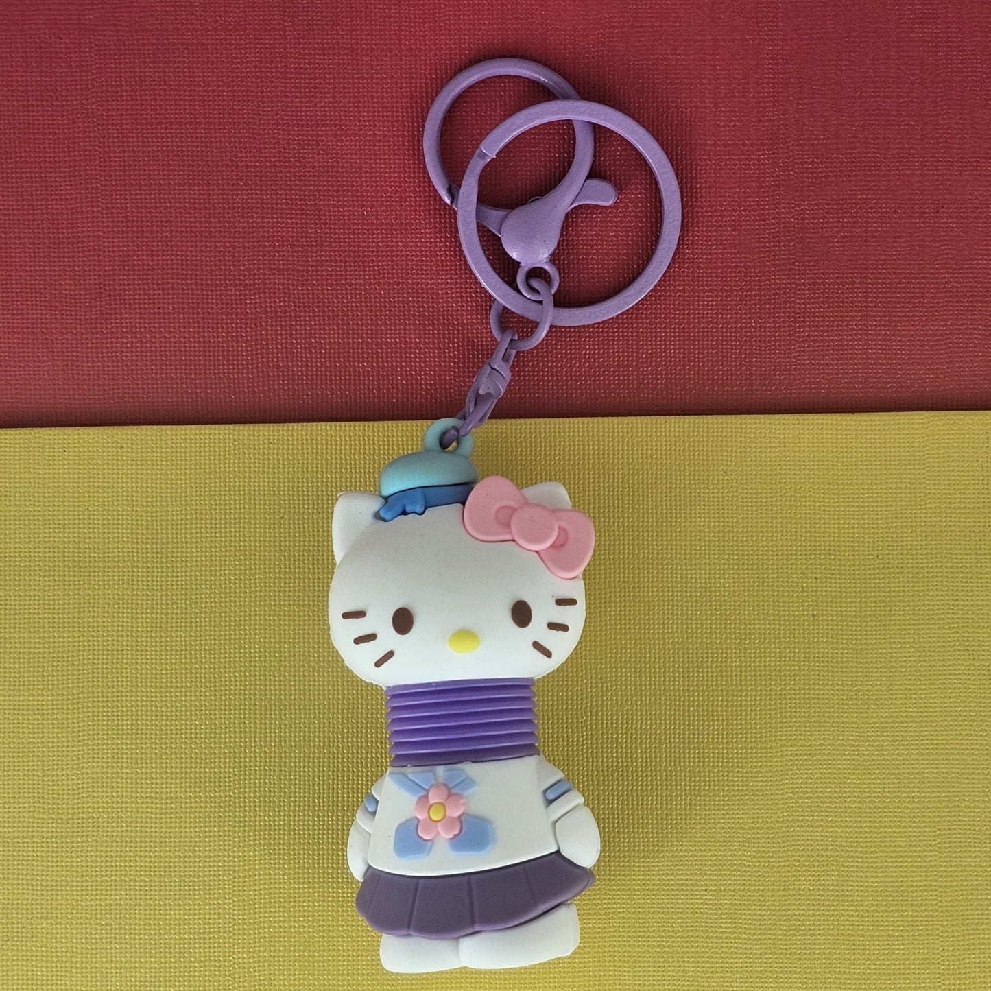 OTTAVO Expandable Neck Keychain |cartoon pull-out keychain| Super creative Cartoon toy, long neck Anime car keychain. (Hello Kitty Purple)