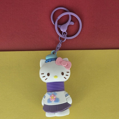 OTTAVO Expandable Neck Keychain |cartoon pull-out keychain| Super creative Cartoon toy, long neck Anime car keychain. (Hello Kitty Purple)