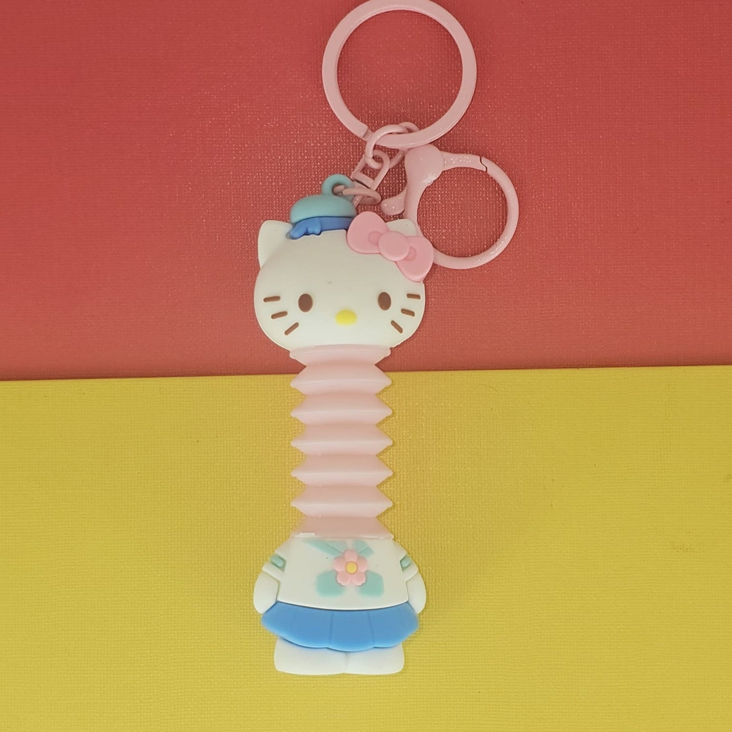OTTAVO Expandable Neck Keychain |cartoon pull-out keychain| Super creative Cartoon toy, long neck Anime car keychain. (Hello Kitty Pink)